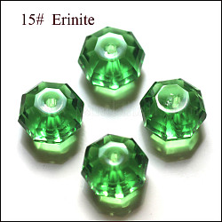 Abalorios de cristal austriaco de imitación, aaa grado, facetados, octágono, verde, 6x4mm, agujero: 0.7~0.9 mm