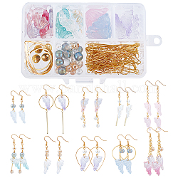SUNNYCLUE DIY Butterfly Earring Making Kits, Including Glass & Alloy Pendants, Brass Linking & Earring Hooks &  Cable Chains, Electroplate Glass Pearl Beads, Iron Pins, Golden & Light Gold