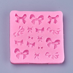Moldes de silicona de grado alimenticio, moldes de fondant, para decoración de pasteles diy, chocolate, caramelo, fabricación de joyas de resina uv y resina epoxi, lazo, de color rosa oscuro, 67x67x5mm