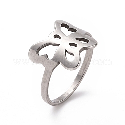 201 кольцо на палец в виде бабочки из нержавеющей стали, полое широкое кольцо для женщин, цвет нержавеющей стали, 17 мм