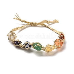 Bracelets de perles tressées en pierres précieuses naturelles chakra, Bracelets de poche en macramé avec cordon en nylon réglable pour femmes, diamètre intérieur: 1-1/8~3-1/2 pouce (3~9 cm)