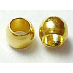 Messing Crimpperlen, Rondell, Nickelfrei, golden, 1.2x2 mm, Bohrung: 1.2 mm, ca. 900-1000 Stk. / 10 g