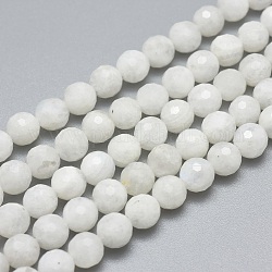 Brins de perles de pierre de lune arc-en-ciel naturel, facette, ronde, 6mm, Trou: 0.8mm, Environ 59 pcs/chapelet, 15.7 pouce (40 cm)