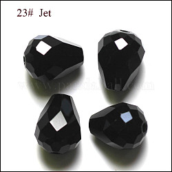 Perles d'imitation cristal autrichien, grade AAA, facette, goutte , noir, 10x12mm, Trou: 0.9~1.5mm