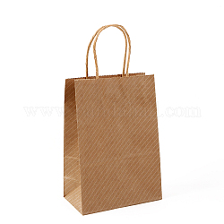Sacs en papier kraft, avec une poignée, sacs-cadeaux, sacs à provisions, rectangle, rayure, 15x8x21 cm