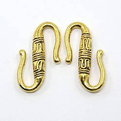 Stile tibetano fermagli s-gancio,  piombo e cadmio libero, oro antico, circa6.5 mm di diametro, 22 mm di lunghezza
