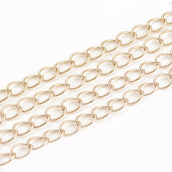 Soldered Brass Curb Chains, Real 18K Gold Plated, 5x3.5x0.5mm