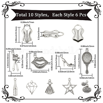 60шт. 10 стиля подвески из сплава в тибетском стиле TIBEP-SC0003-21-1