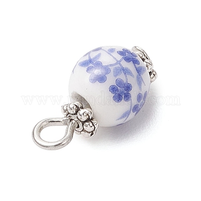 Подвески из фарфора и керамики с цветочным принтом ручной работы PALLOY-JF04143-01-1