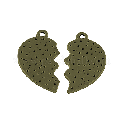 Тибетский стиль сердца сплава сплит подвески TIBEP-S293-044AB-LF-1