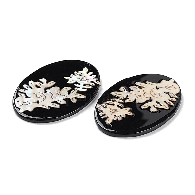 Непрозрачные акриловые подвески с цветочным узором BACR-D001-01I-1