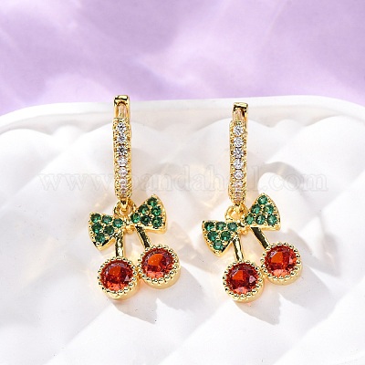 Латунные микро проложить серьги обруча кубического циркония EJEW-D322-11G-01-1