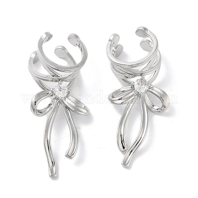 Кольцо-манжета из латуни с микропаве из кубического циркония EJEW-C081-01P-1