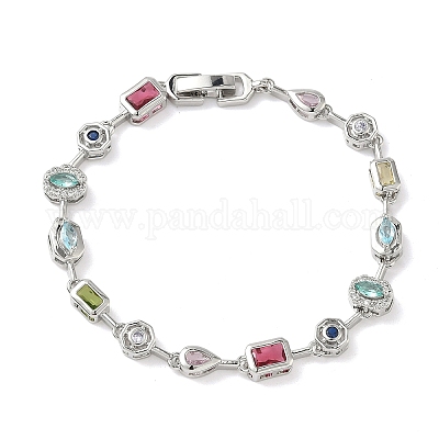 Браслеты-цепочки из латуни с микропаве из разноцветных кубических цирконий BJEW-G764-04P-1