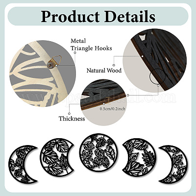 Деревянный кулон с фазой луны HJEW-WH20013-006-1