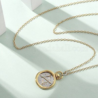 Латунные ожерелья с подвесками таро «Двенадцать созвездий» NJEW-Q006-01K-G-1