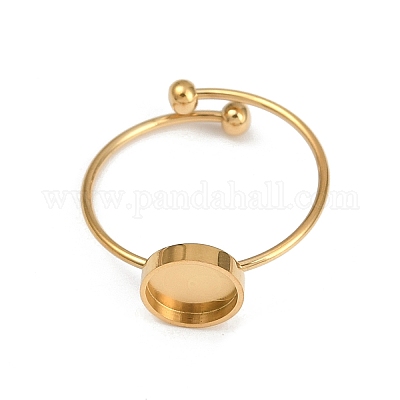 Настоящие позолоченные 18-каратным золотом компоненты манжетного кольца из нержавеющей стали 304 STAS-A191-12E-G-1