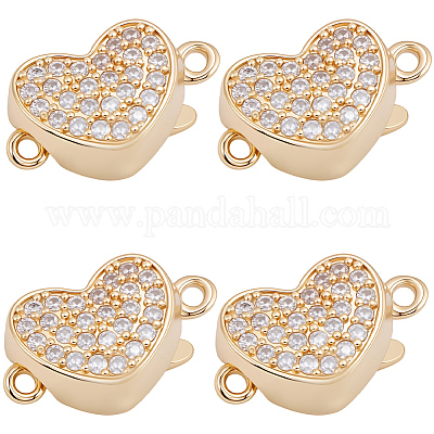 6 шт. латунные застежки-коробочки с микропаве из прозрачного кубического циркония KK-BBC0019-67-1