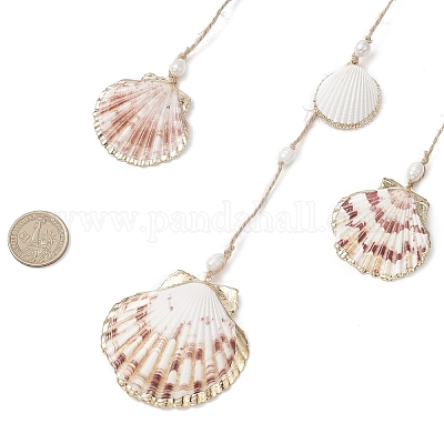 Подвесные украшения из ракушек с гальваническим покрытием HJEW-JM04538-1