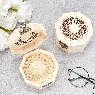 Ящик для хранения незавершенной полой древесины восьмиугольной формы OBOX-WH0006-05-1