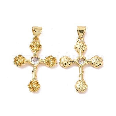 Крест с цветком KK-G435-06G-06-1