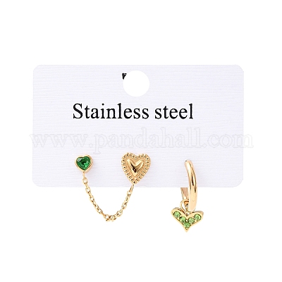 Комплекты из серег-гвоздиков и колец из нержавеющей стали 304 EJEW-K268-93G-01-1