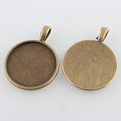 Плоские круглые сеттинги сплава кулон кабошон PALLOY-N0088-25AB-NF-1