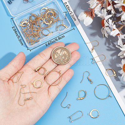 60 шт. 6 стиля фурнитуры для сережек из хирургической нержавеющей стали 304 и 316L DIY-BBC0001-74-1