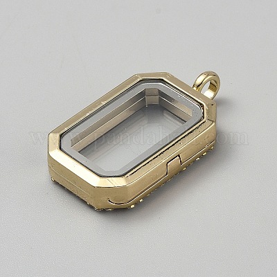 Подвески из сплава фоторамок со стеклом PALLOY-WH0120-15G-1