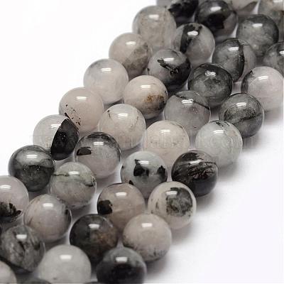 Натуральный черный шарик нити Rutilated кварц G-P217-32-10mm-1