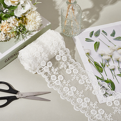 5 ярд кружевной ленты с вышивкой из молочного волокна OCOR-GF0005-14B-1