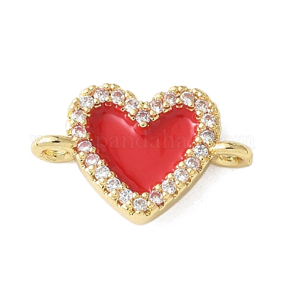 Подвески в форме сердца из латуни с микро-паве и прозрачным кубическим цирконием KK-A252-09G-1