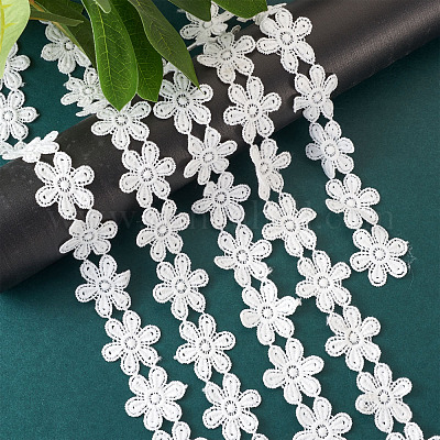 ポリエステルレーストリム  花柄  ホワイト  33mm&nbsp;OCOR-TAC0008-19-1