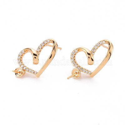 Серьги из латуни с микропейвом и прозрачным фианитом KK-T062-231G-NF-1