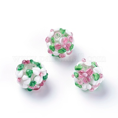 Ручной работы ухабистым Шарики Lampwork LAMP-E021-07G-1