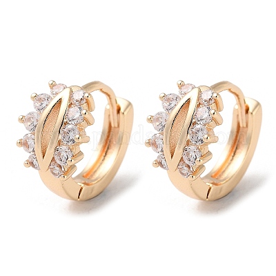 Серьги-кольца из латуни с микропаве из кубического циркония EJEW-P238-24KCG-1