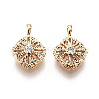 Ромбовидные латунные подвески из прозрачного кубического циркония с микропаве KK-G436-16G-1