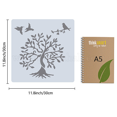 Pochoir Métal Arbre De Vie 16 Cm - En Acier Inoxydable, Réutilisable, Pour Peinture Et Bricolage