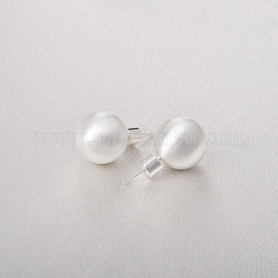 Латунные накладные затычки для ушей с круглым шариком для женщин EJEW-G391-24B-S-1