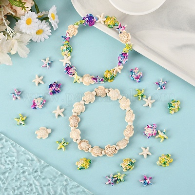 120 шт. 6 вида синтетических бирюзовых бусин G-YW0002-30-1