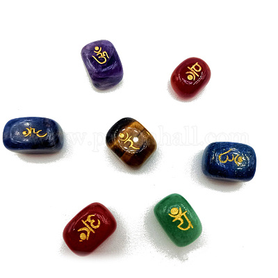 7 шт. прямоугольные натуральные драгоценные камни Ом камни PW-WG27350-01-1