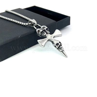 Ожерелья из нержавеющей стали с подвеской в виде черепа и креста для мужчин QC6124-1