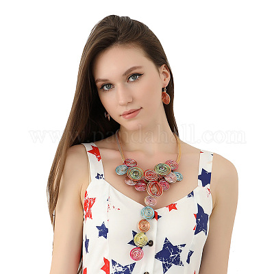 Комплекты ожерелий и серег с подвесками из сплава с алюминиевой проволокой WG2C641-01-1