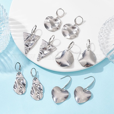 Устойчивые к потускнению 5 пара 5-х стилевых серег-колец из нержавеющей стали 201 со штифтами из нержавеющей стали 304 EJEW-JE05410-1