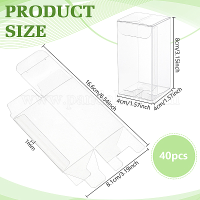長方形のPVC包装箱  透明なギフトケース  透明  4x4x8cm&nbsp;LS-CON-WH0099-30A-1