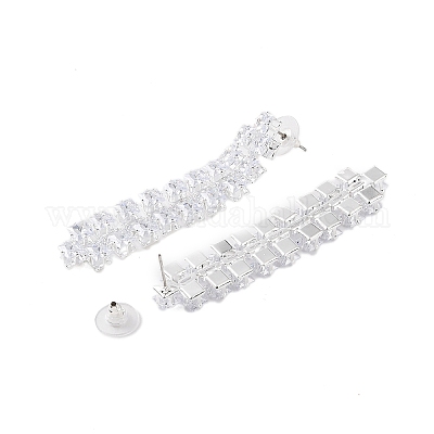 Латунные микро проложить серьги стержня кубического циркония EJEW-B046-19P-1