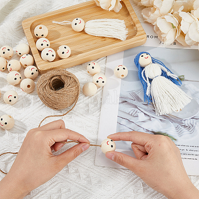 50шт деревянные европейские бусины с принтом WOOD-FH0002-23-1