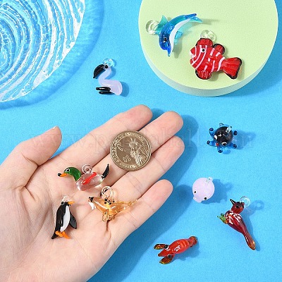 10шт 10 стиля подвески ручной работы лэмпворк LAMP-YW0001-38-1