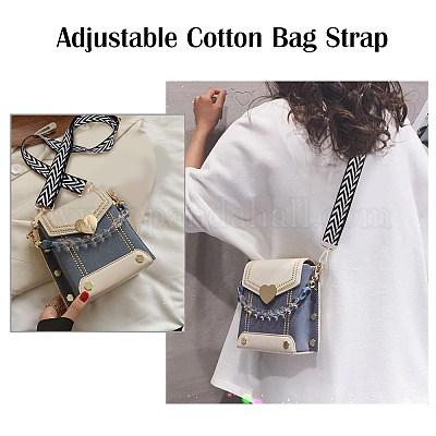 Black Crossbody Bag Strap Cotton Strap Replacement Adjustable Wide