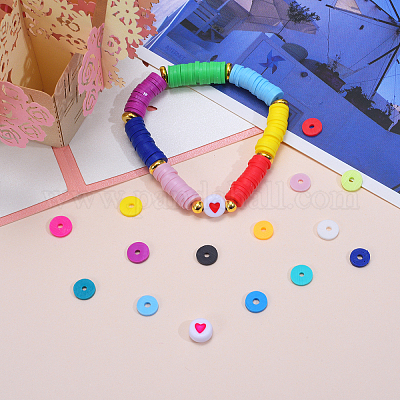 Плоские круглые бусины из глины ручной работы полимерные CLAY-CJ0001-21-1